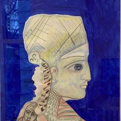 Christiane Latendorf, im Blau